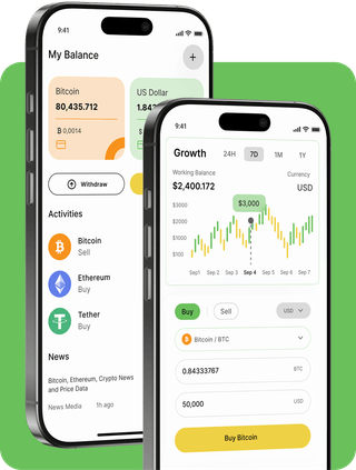 Cryptérium 21 trading platform with live market data